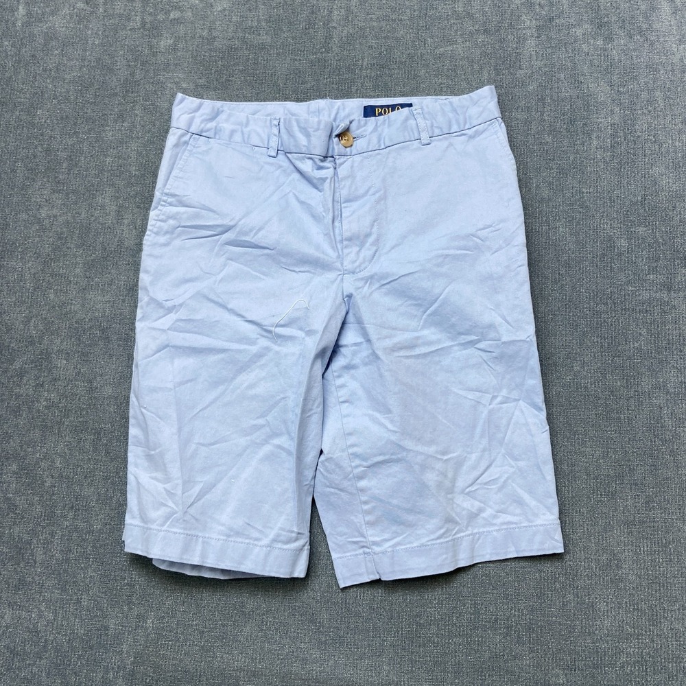 Polo Ralph Lauren Chino Shorts Boys 16 Light Blue Flat Front 9.5" Inseam Outdoor